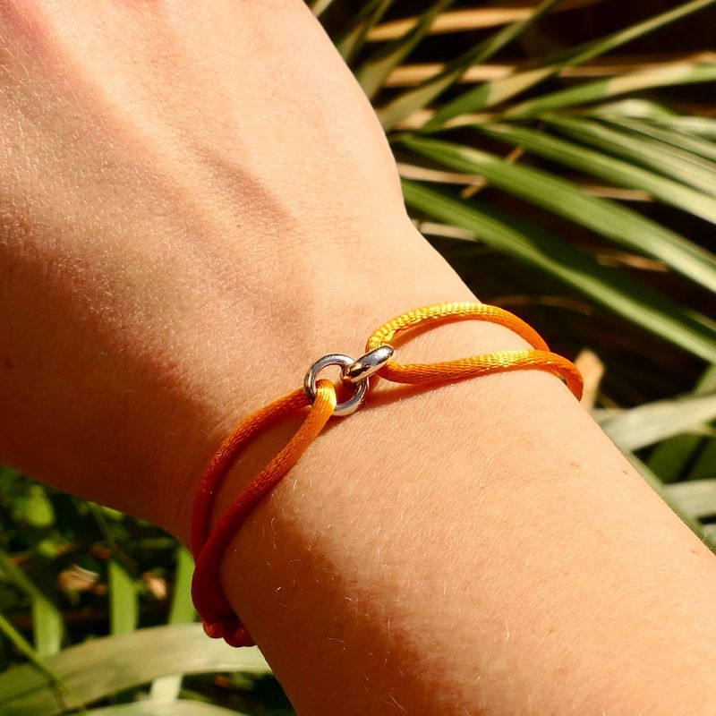 Image 2 of Forever Knots® Handmade Orange Satin Bracelet