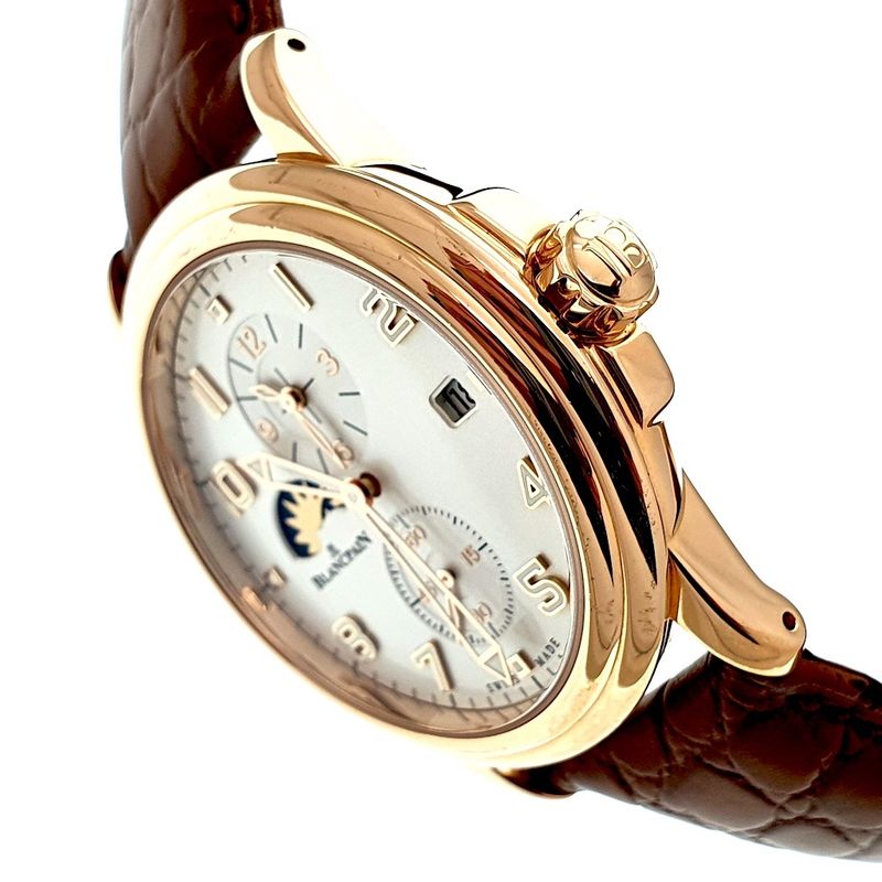 Image 3 of Blancpain Leman Dual Time; 18k rose gold men's watch