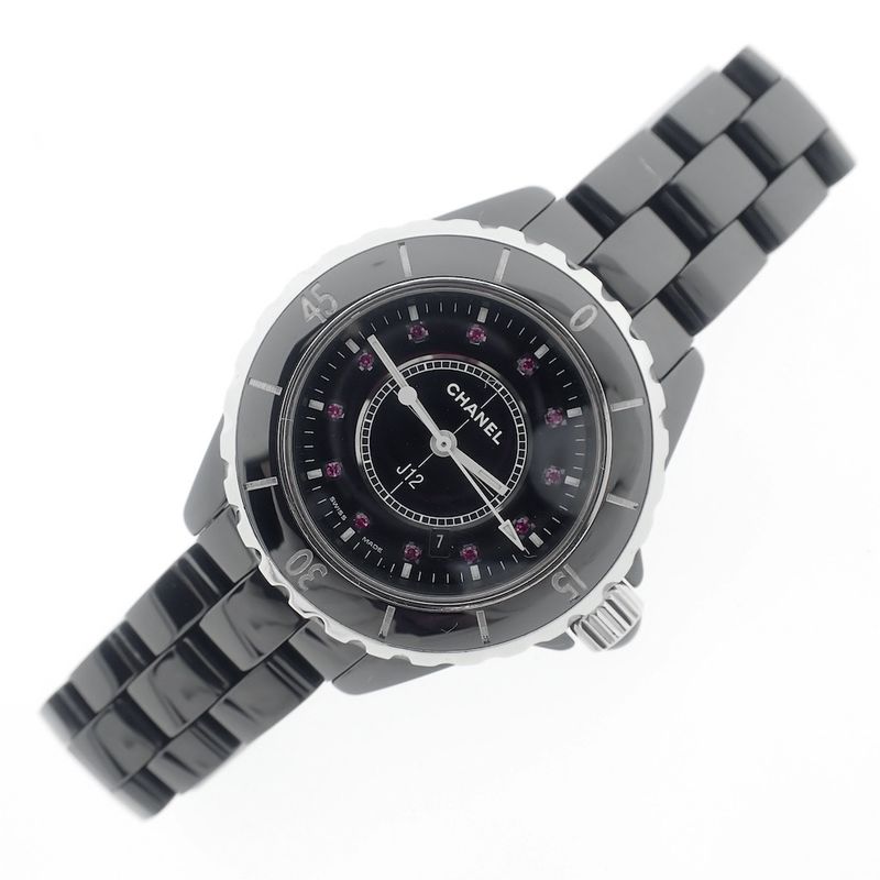 Image 4 of Chanel J12 'Rubi'; Ceramic women's watch with rubies