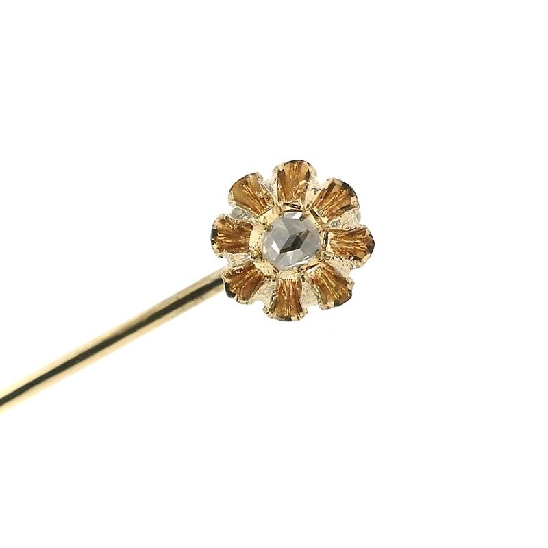 Image 4 of Rose gold lapel pin, tie pin with rose-cut diamond | 0.06 ct.