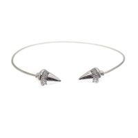 Silver clamp bracelet with decorated ends; Size M