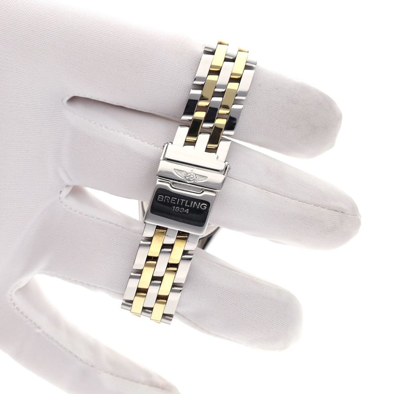 Image 13 of Breitling Callistino 'Mother of Pearl' D52045; 18k gold/steel women's watch with diamonds