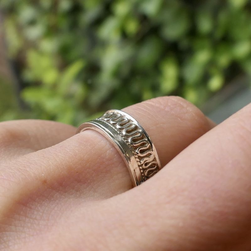 Image 6 of Silver ring with meander pattern