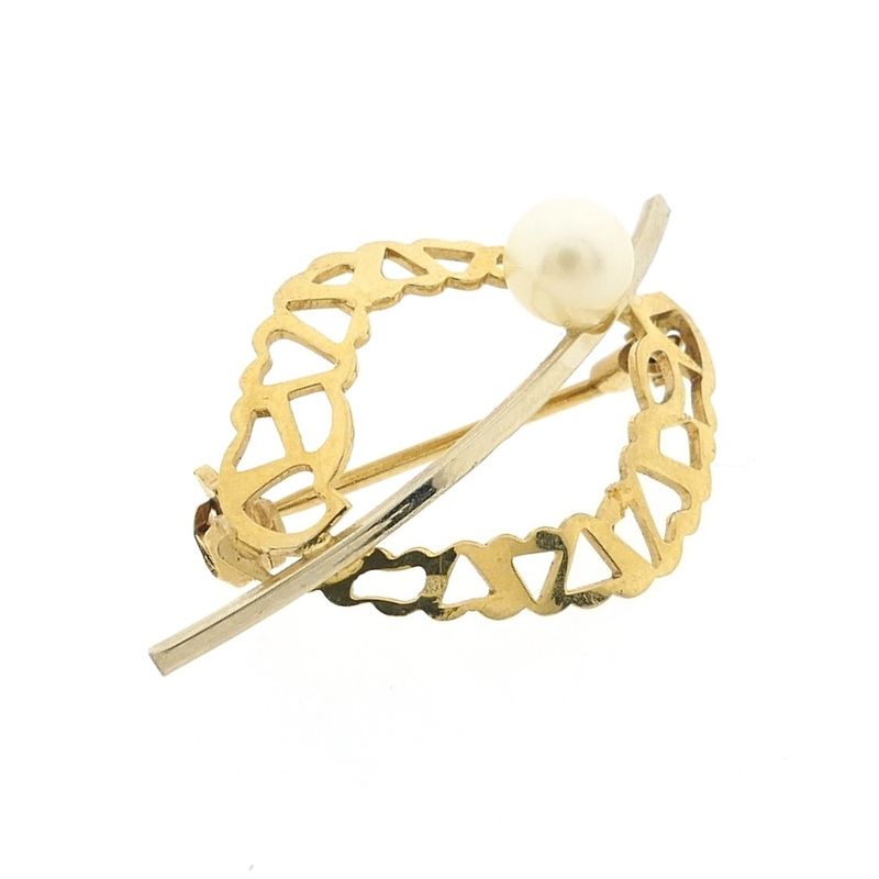 Image 3 of Gold fantasy brooch with pearl | Vintage