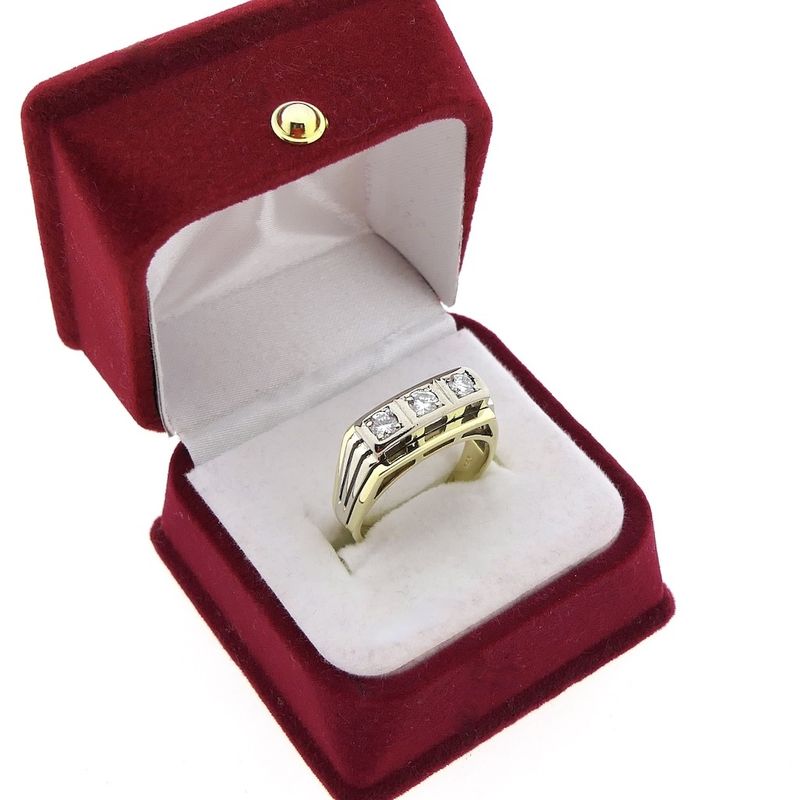 Image 6 of Two-tone gold men's ring with 0.3 ct diamond.