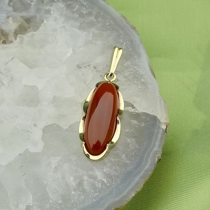 Image 11 of Gold pendant with carnelian