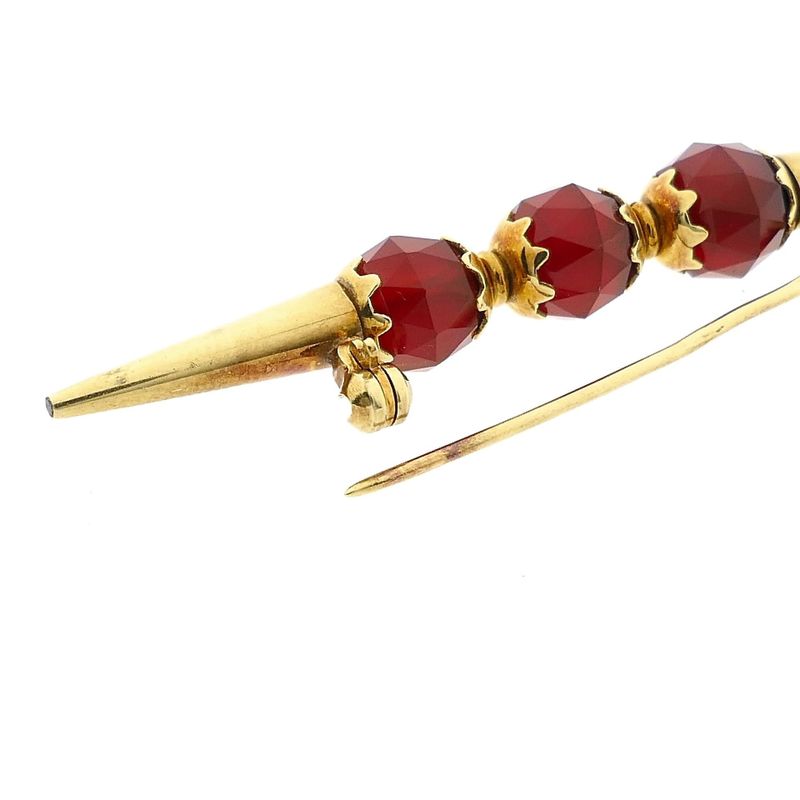 Afbeelding 5 van Vintage gouden broche met carneool