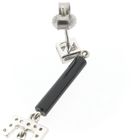 Image 10 of White gold stud earrings with onyx, blood coral and diamond 0.17 ct.