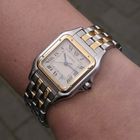 Image 15 of Cartier Panthère '2 Row'; Midsize gold/steel women's watch