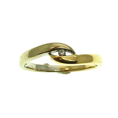 Image 2 of Two-tone gold solitaire ring with a 0.02 ct. diamond | Jeunesse