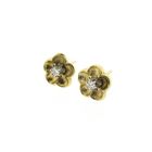 Image 5 of Gold stud earrings of a flower with diamond | 0.06 ct.