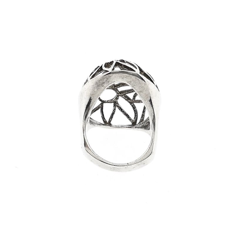 Afbeelding 5 van Zilveren gebolde florale ring 