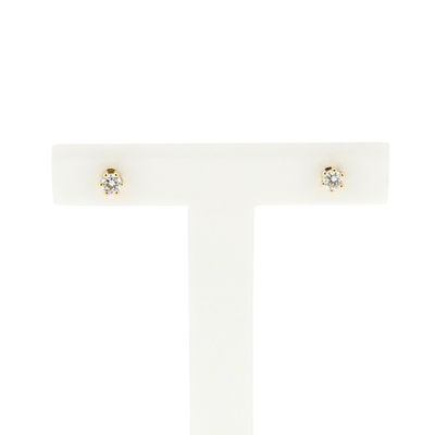 Image 1 of Golden Solitaire Stud Earrings with Diamond; 0.22 ct.