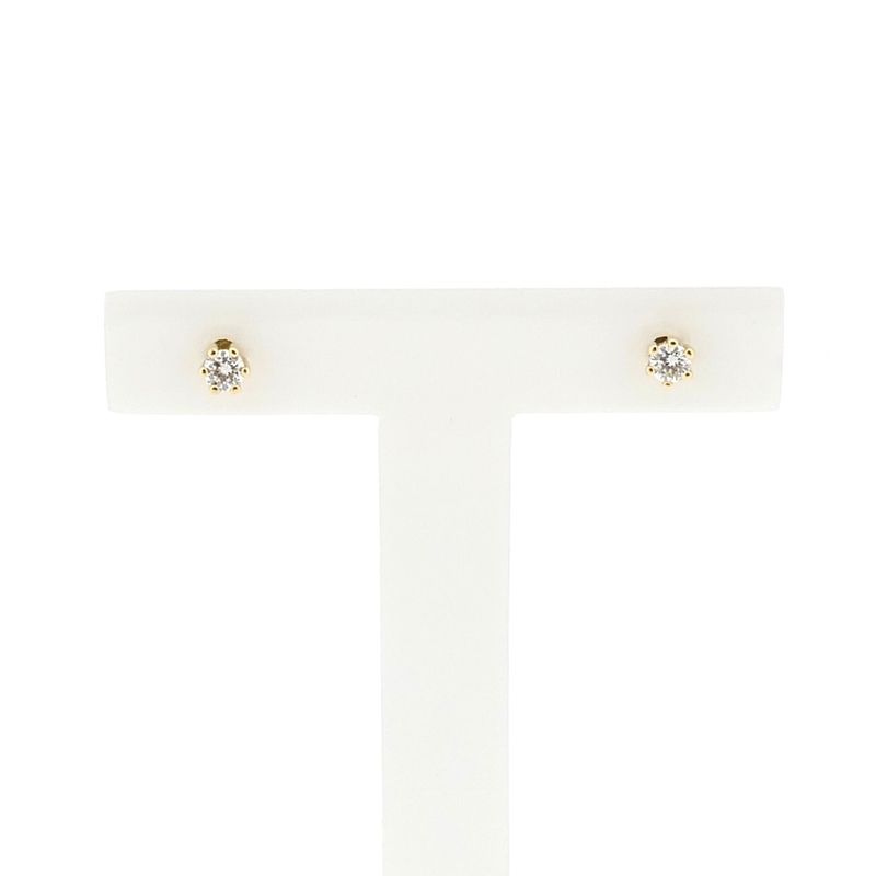 Image 1 of Golden Solitaire Stud Earrings with Diamond; 0.22 ct.