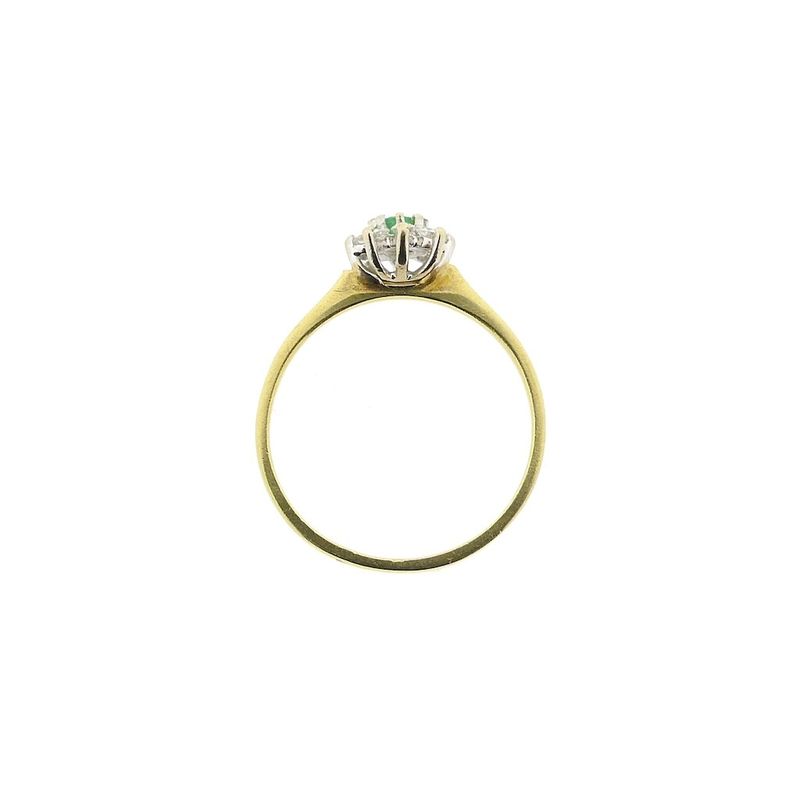 Image 4 of Gold subtle entourage ring with 0.08 ct. diamond & emerald