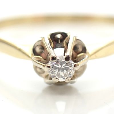 Image 2 of Gold solitaire ring with diamond 0.09 ct.