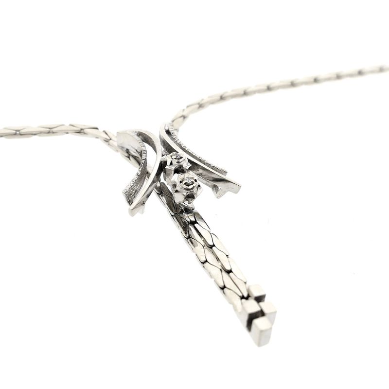 Afbeelding 8 van Witgouden ketting met vaste hanger; Saffier
