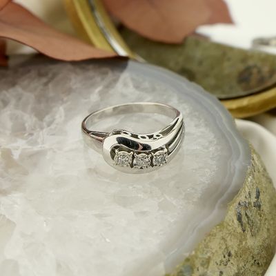 Image 2 of White gold fantasy ring with diamond | 0.06 ct.