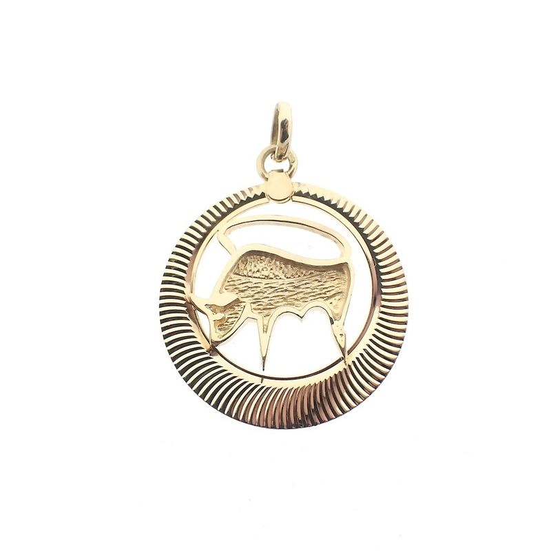 Image 1 of Gold zodiac sign pendant; Taurus | Fabiola