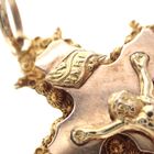 Image 6 of 19th century gold pendant of a cross with corpus INRI; Filigree