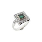 Image 1 of 1950s white gold ring set with a 0.50 ct. diamond and emerald