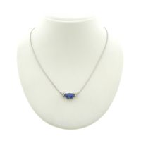 White gold necklace with diamond and triple opal | 42 cm