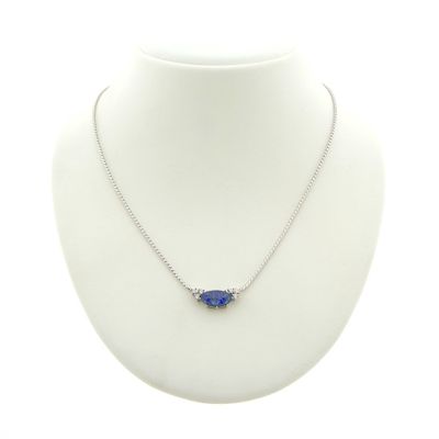 Image 1 of White gold necklace with diamond and triple opal | 42 cm