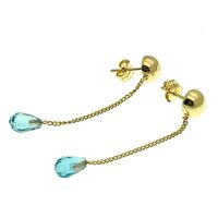 Gold stud earrings with blue gemstone