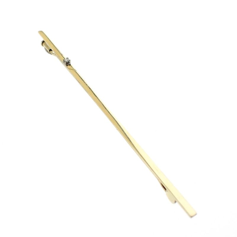 Image 4 of Gold long narrow brooch with diamond
