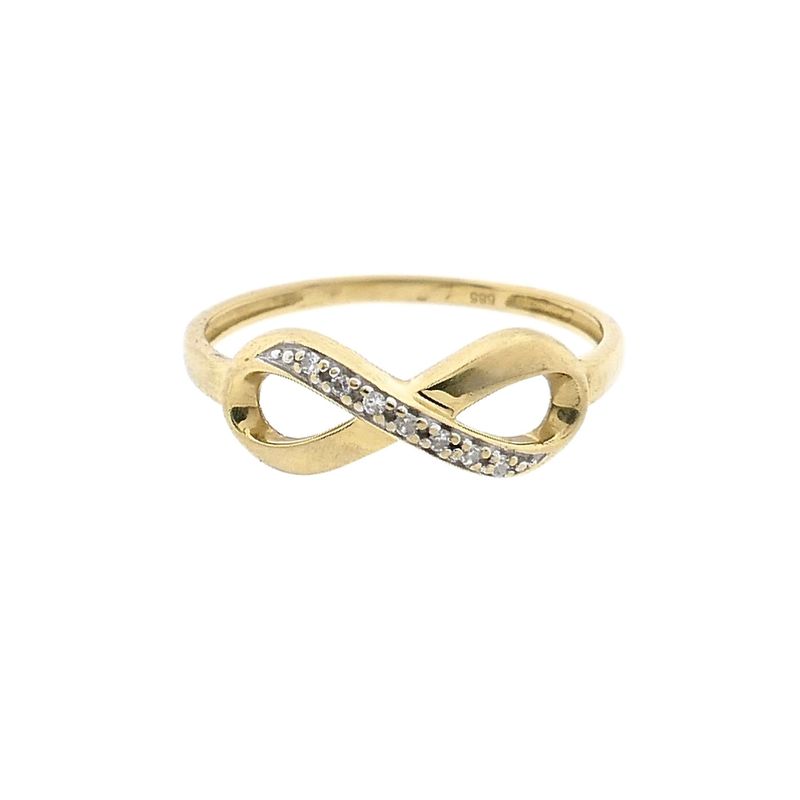 Afbeelding 3 van Gouden infinity ring met diamanten; 0,035 ct.