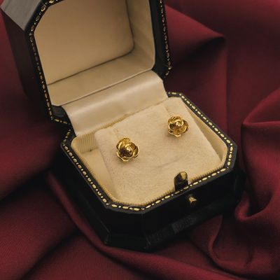 Gold stud earrings | Rose Image 2 of Gold stud earrings | Rose