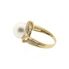 Image 7 of Vintage gold ring with pearl and diamonds; 0.13 ct.