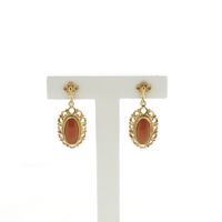 Gold earrings with red coral | Antique