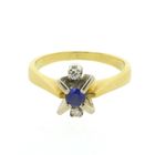 Image 7 of Vintage Bicolor gold ring with sapphire and diamonds; 0.06 ct.