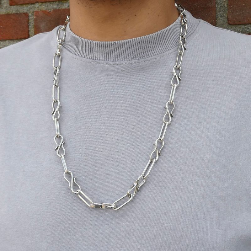 Afbeelding 9 van Zilveren fantasieschakel ketting | 74 cm