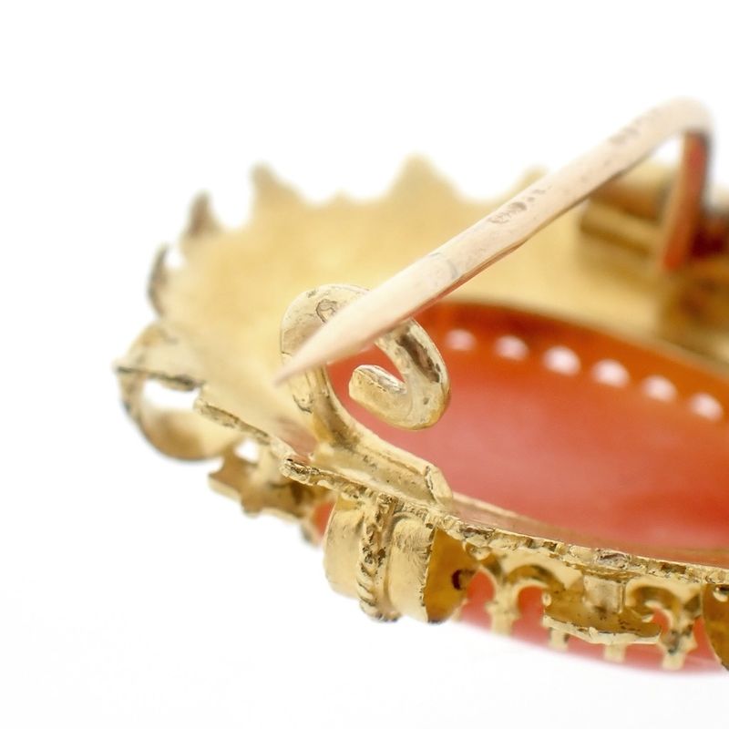 Image 7 of Vintage/antique gold brooch with filigree technique and blood coral