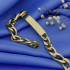 Image 2 of Exclusive gold flat gourmet link bracelet with engraving plate; BREV | 21.5 cm