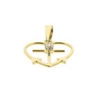 Image 8 of Gold pendant; Faith, hope, and love with diamond | 0.01 ct.