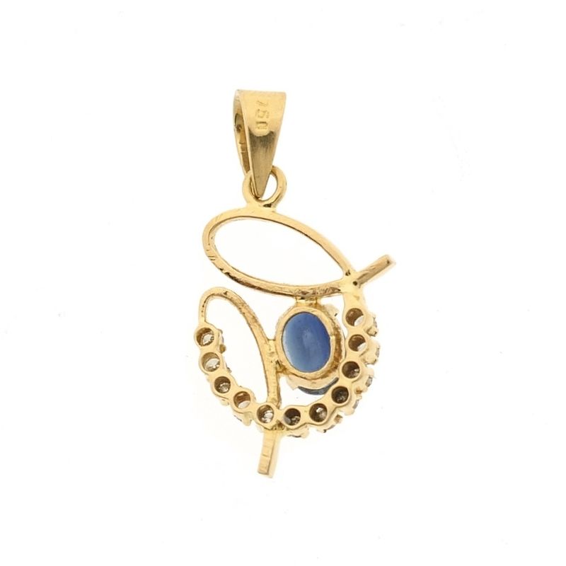 Image 3 of Gold pendant with sapphire and diamond 0.33 ct.