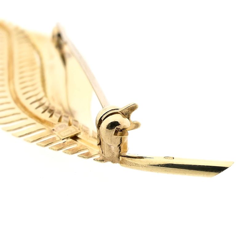 Image 5 of Vintage Gold Brooch Double Feather; 14 Karat