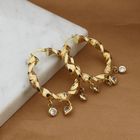 Image 2 of Gold spiral hoop earrings with zirconia; Ø 34.5 mm