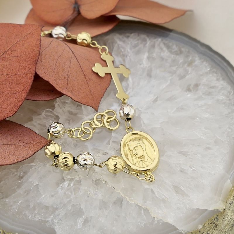 Image 2 of 18K Two-tone bracelet made from a rosary