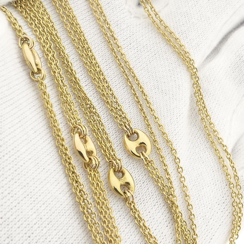 Image 10 of Gold long anchor link necklace