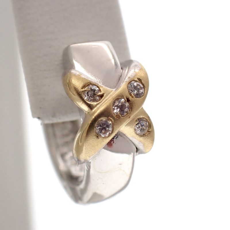 Image 2 of Two-tone gold earrings with zirconia | Ø 12 mm