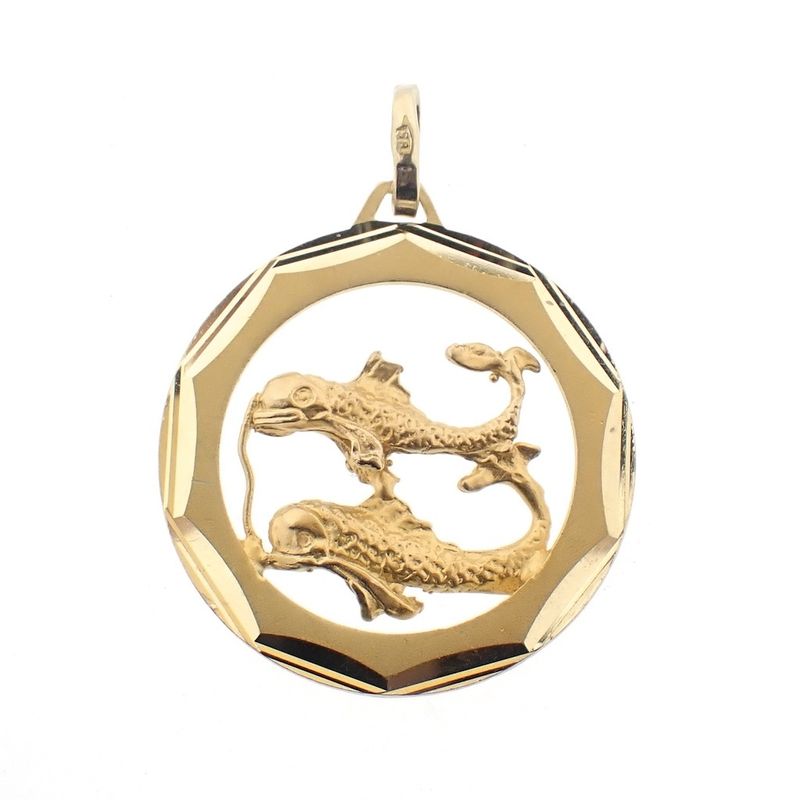 Image 5 of Gold zodiac sign pendant; Pisces