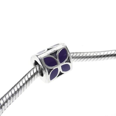 Image 2 of Pandora charm; Silver; Purple Flower