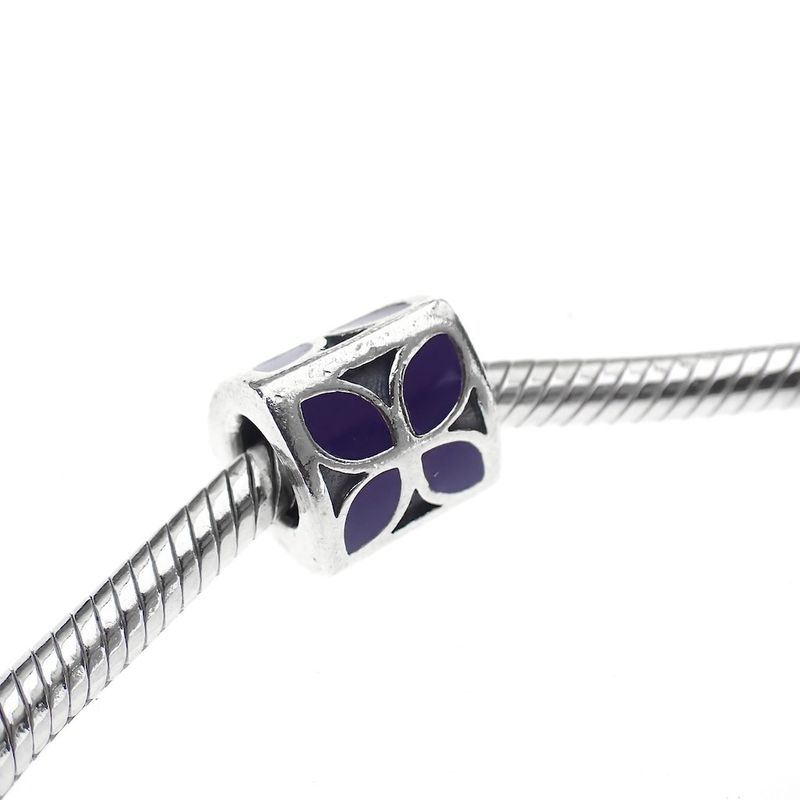 Image 2 of Pandora charm; Silver; Purple Flower