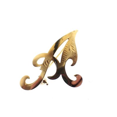 Image 1 of Gold letter brooch; letter A