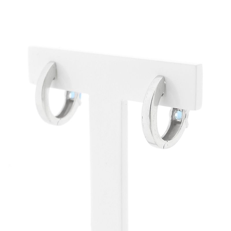 Image 4 of White Gold Earrings with Topaz; Ø 13.8 mm