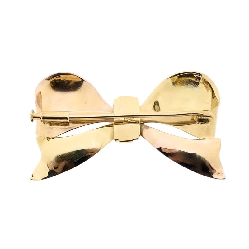 Image 3 of Vintage two-tone gold brooch as a bow
